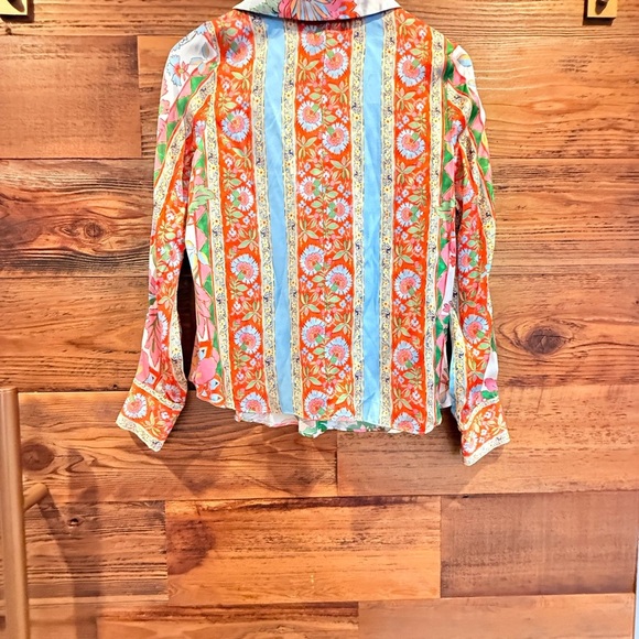 Misa Los Angeles Floral Button Down Shirt - Pink, Green, Red - Picture 5 of 11